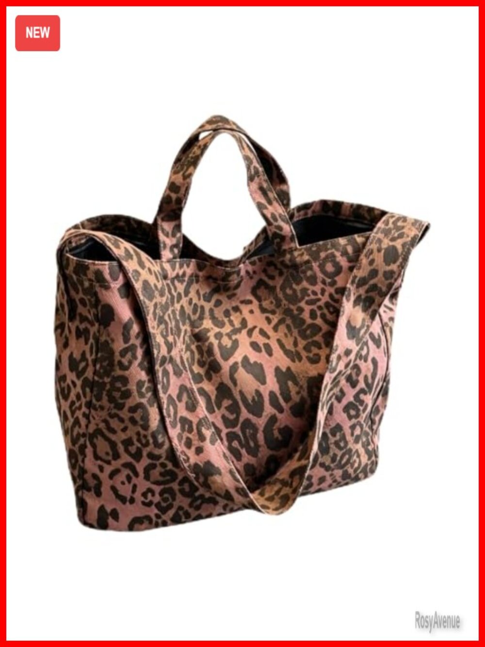 Leopard Print Canvas Tote Bag Large Capacity Shoulder Bag
